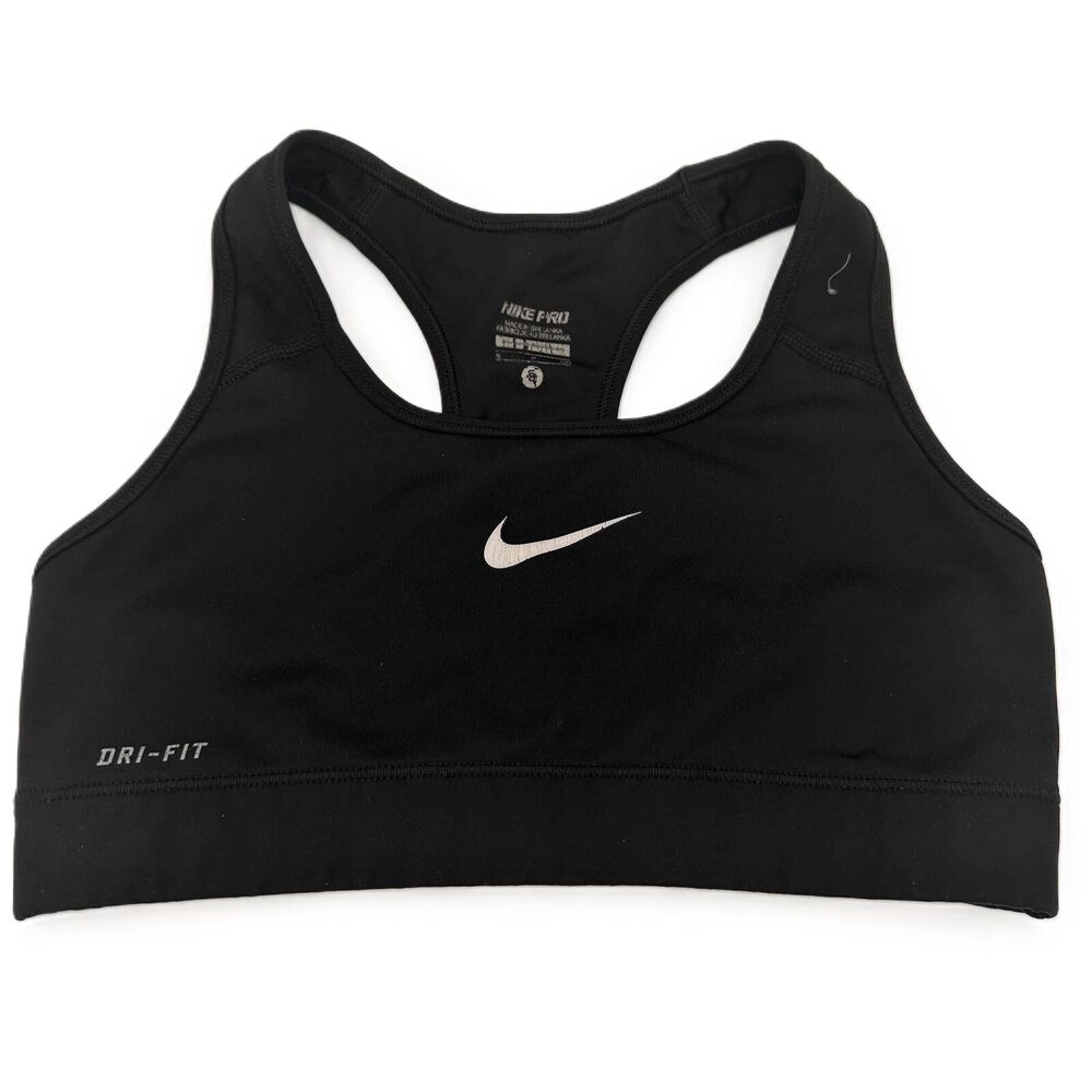 Nike Black Dri-Fit Racerback Swoosh Sports Bra Size Small